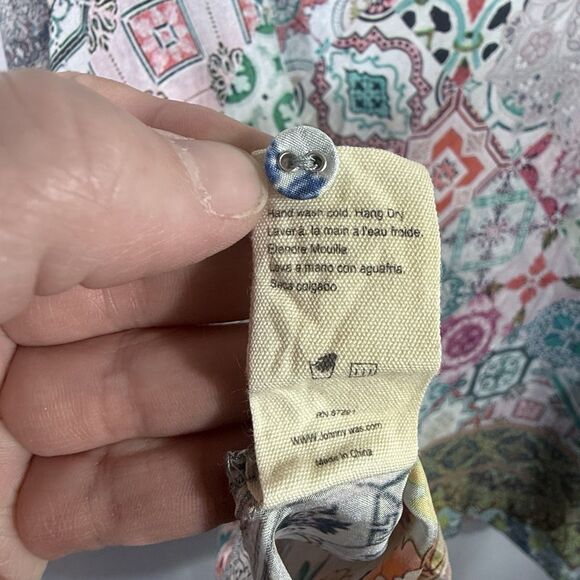 Johnny Was Signature Silk Colorful Abstract Patchwork Jessner Tunic Blouse Top M - Picture 15 of 15